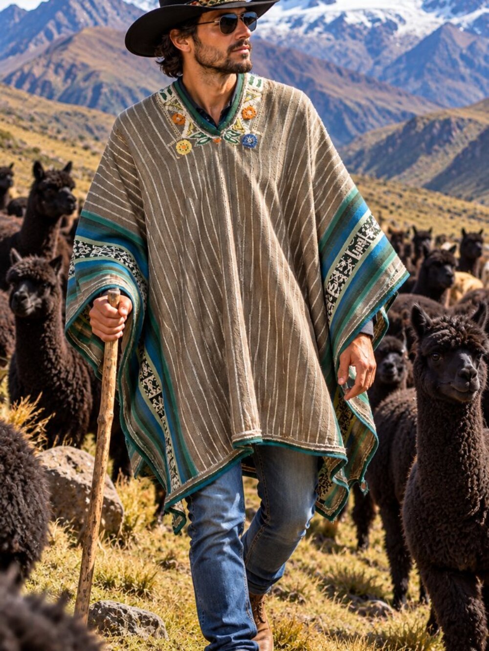 Rare Antique Peruvian Andean Poncho – Handwoven Traditional Wool Textile